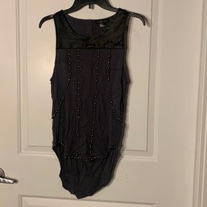 Double Zero Grey and Leather peek-a-boo Tank